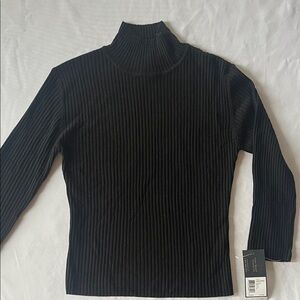 Kenneth Cole Cashmere and Silk Black Ribbed Turtle Neck Sweater